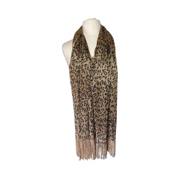 Leopard Pattern Fringe Kimono, Wrap, Cardigan, Swim Cover-up - Picture 7 of 8